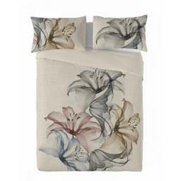 Matex Pościel lniana 160x200 Linen 02 kwiaty beżowa