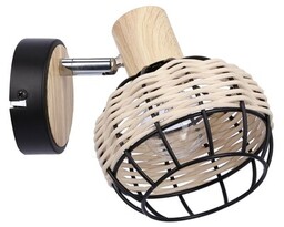 Tajga kinkiet (spot) 1-punktowy czarny/rattan 91-12197