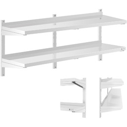 Półka ścienna wisząca gastronomiczna podwójna z regulacją STAL