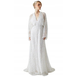 Coast Biała Suknia Ślubna Koronkowa Z Długim Rękawem