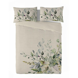 Matex Pościel lniana 160x200 Linen 03 liście beżowa