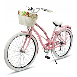 Różowy Aluminiowy Lekki Rower Miejski Beach Cruiser Damski