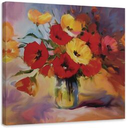 Obraz na płótnie, Bukiet maków w wazonie 40x40
