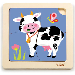 Viga Toys VIGA Poręczne Drewniane Puzzle Krówka