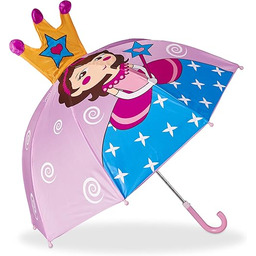 Relaxdays Parasol dziecięcy 3D księżniczka, parasol dla dziewcząt,
