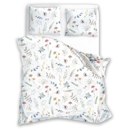 Pościel z mikrofibry biała w kwiaty polne
