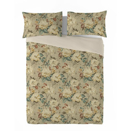 Matex Pościel lniana 220x200 Linen 04 kwiaty beżowa