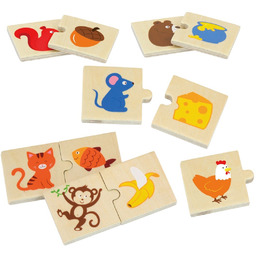 Viga Toys Viga Drewniane Puzzle Nakarm Zwierzątko Co