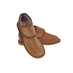 Bambosze zamszowe miodowe na rzepy