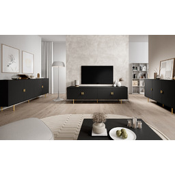 Komoda z drzwiami czarna mat 150 cm Adoro