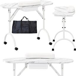 Składany stolik kosmetyczny do manicure mobilny biały 1-BK-0042200