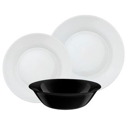 Zestaw obiadowy Domino dla 6 osób czarno-biały