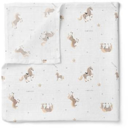 Lullalove Duży otulacz muślinowy Konie 150 x 200