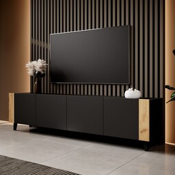 Szafka RTV czarna / dąb craft mat 200