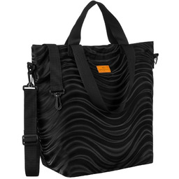 Shopper damski z poliestru w czarnym kolorze pokryty