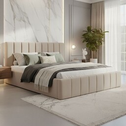 Łóżko tapicerowane SF1069 140x200 Welur Beżowy #3