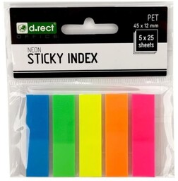 Zakładki Indeksujące D.Rect Pet 45X12Mm 5X25K