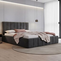 Łóżko tapicerowane SF1069 140x200 Welur Czarny