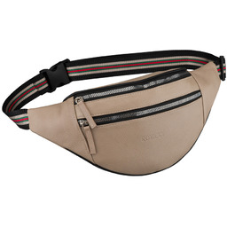 Skórzana saszetka damska w beżowym kolorze, jednokomorowa