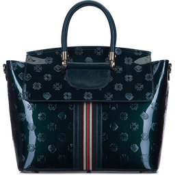 Kuferek lakierowany z klapą i tłoczeniami szmaragdowy