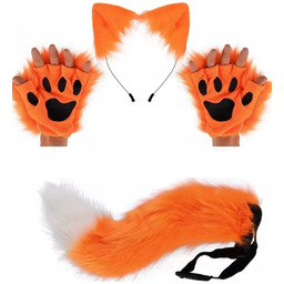 Kostium Lisa strój Lis uszy rękawiczki ogon Zestaw