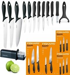 Fiskars Essential Kpl 11 Noży Kuchennych +ostrzałka +skrobaczka