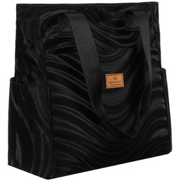 Duży shopper damski z poliestru w czarnym kolorze