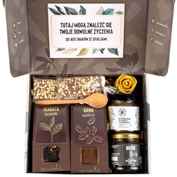 Zestaw pudełko kosz prezentowy z herbatą i kawą