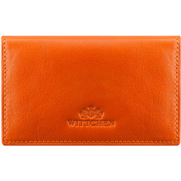 Etui na wizytówki skórzane poziome pomarańczowe