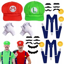 Strój Mario kapelusz i wąsy