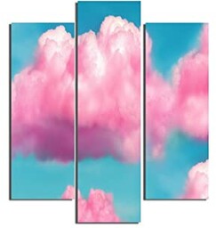 Homemania Różowy obraz niebo 3 sztuki-Sztuka i graffiti-salon,