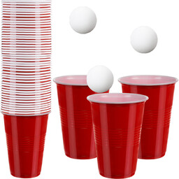 Kubki Plastikowe Czerwone Duże 50szt Gra Beer Pong