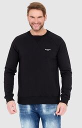 BALMAIN Czarna bluza męska z małym aksamitnym logo