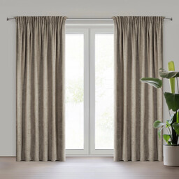 Zasłona ciemnobeżowa o strukturze szenilowej ZYF-02