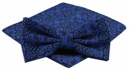 Męska Mucha z Poszetką Alties - Kwiaty, Ciemnoniebieska