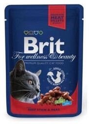 BRIT Premium Cat Adult wołowina i groszek saszetka