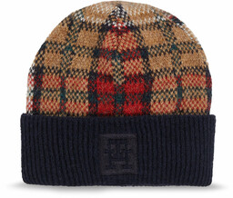 Czapka Tommy Hilfiger Tommy Check Beanie AW0AW15315 Granatowy