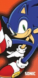 Ręcznik plażowy 70x140 Sonic czerwony granatowy bawełniany dziecięcy