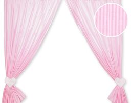 Bobono Zasłonki do pokoju dziecięcego- Wiszące serduszka paseczki