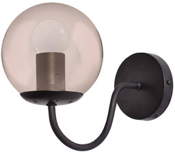 Kinkiet HOOK, czarny z bursztynowym kloszem, 1x40W E27