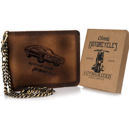 Poziomy Portfel Męski Ze Skóry Naturalnej Dla Motocyklisty