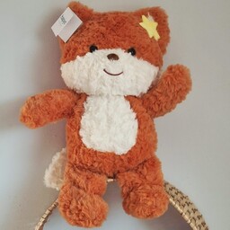 Maskotka pluszak miękki rudy lisek lis z kwiatkiem