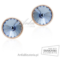 ankabizuteria.pl Kolczyki srebrne Swarovski pozłacane różowym złotem