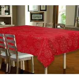 Obrus bożonarodzeniowy plamoodporny czerwony w złote śnieżynki OSH09-1