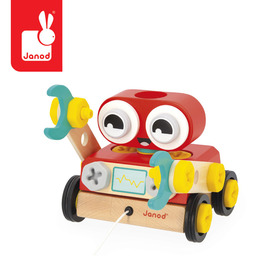 Drewniany Robot do skręcania i ciągnięcia Brico Kids