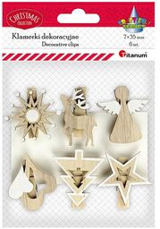 Klamerki dekoracyjne 6 szt Titanum Christmas białe 441243