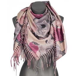 Chusta damska jesienno zimowa na prezent z frędzlami