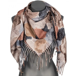 Chusta damska jesienno zimowa na prezent z frędzlami