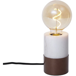 Nowoczesna lampa stołowa brązowa z białym marmurem -