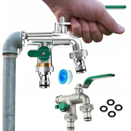 Zewnętrzny kran ogrodowy z podwójnym wyjściem 3/4" Solidny